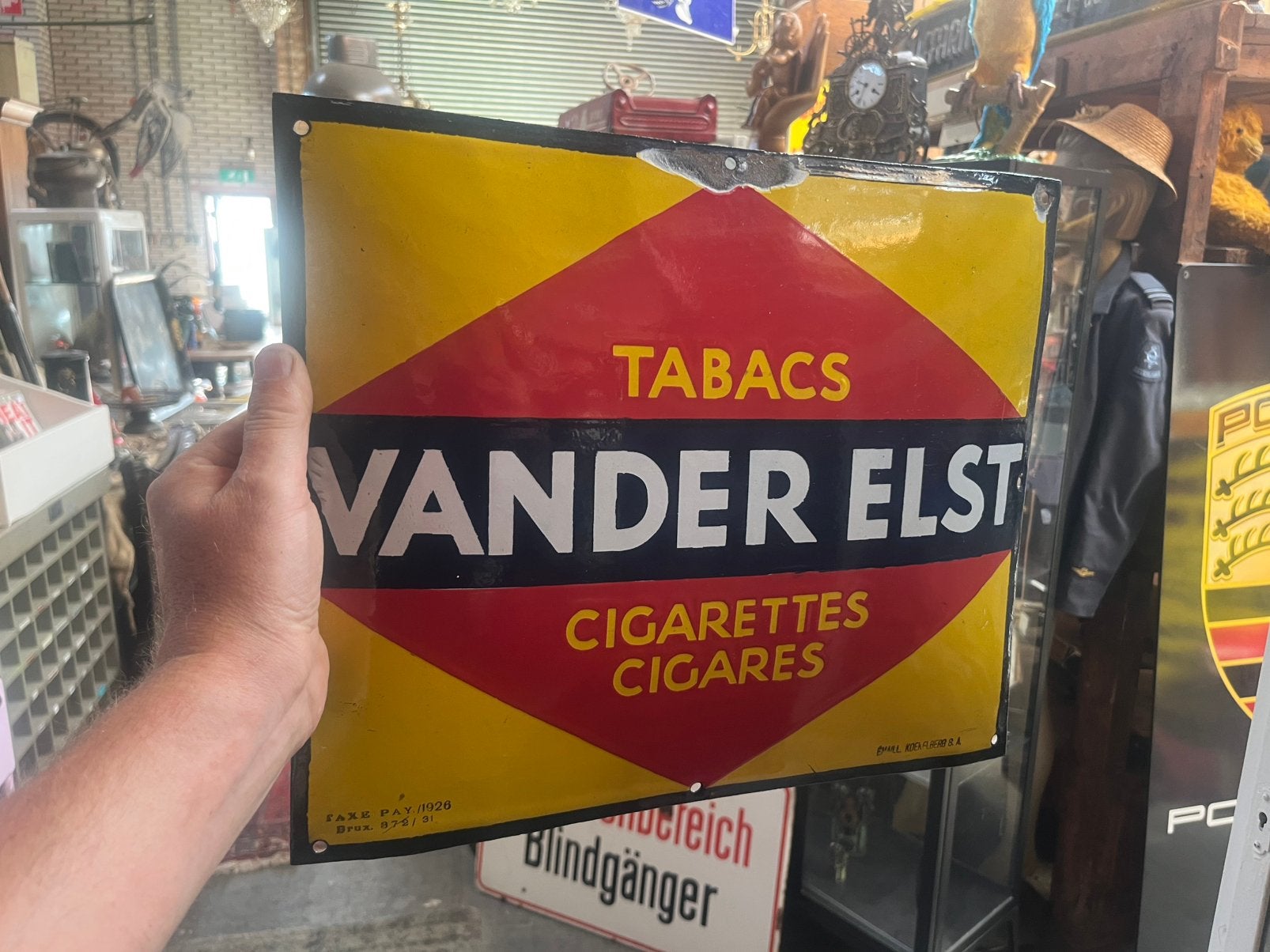 Vander Elst emaille reclamebord - 100 jaar oud!, Verzamelen, Merken en Reclamevoorwerpen, Reclamebord, Gebruikt, Ophalen of Verzenden