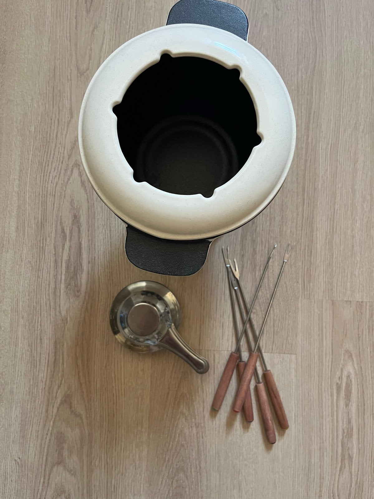 Ikea Fonduepan met Brander en Vorkjes, Ophalen, Gebruikt, Brander, Fondueset