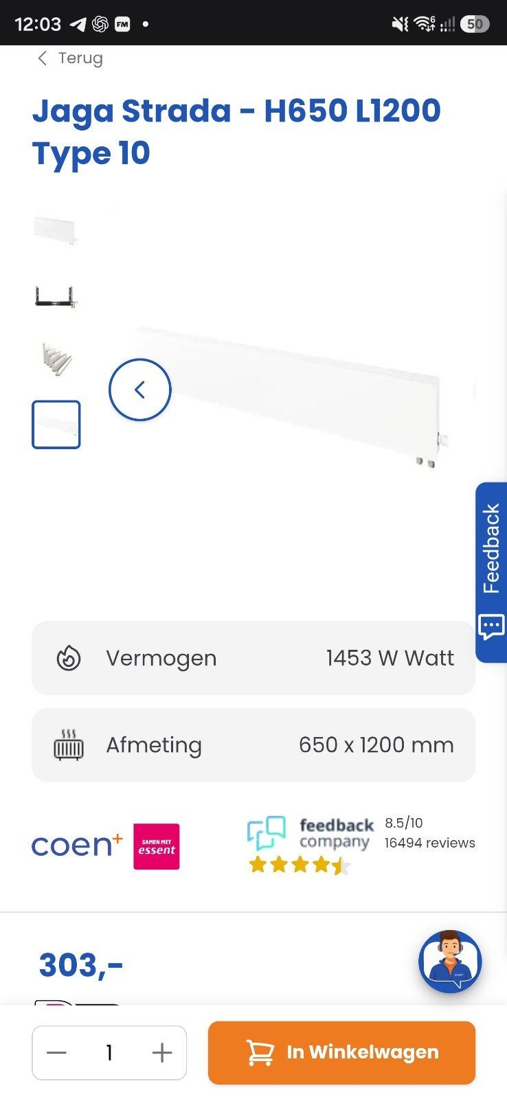 8x Jaga Strada H650 L1200 Type 10 – Nieuw – 1453W, Ophalen, 30 tot 80 cm, Radiator, Nieuw