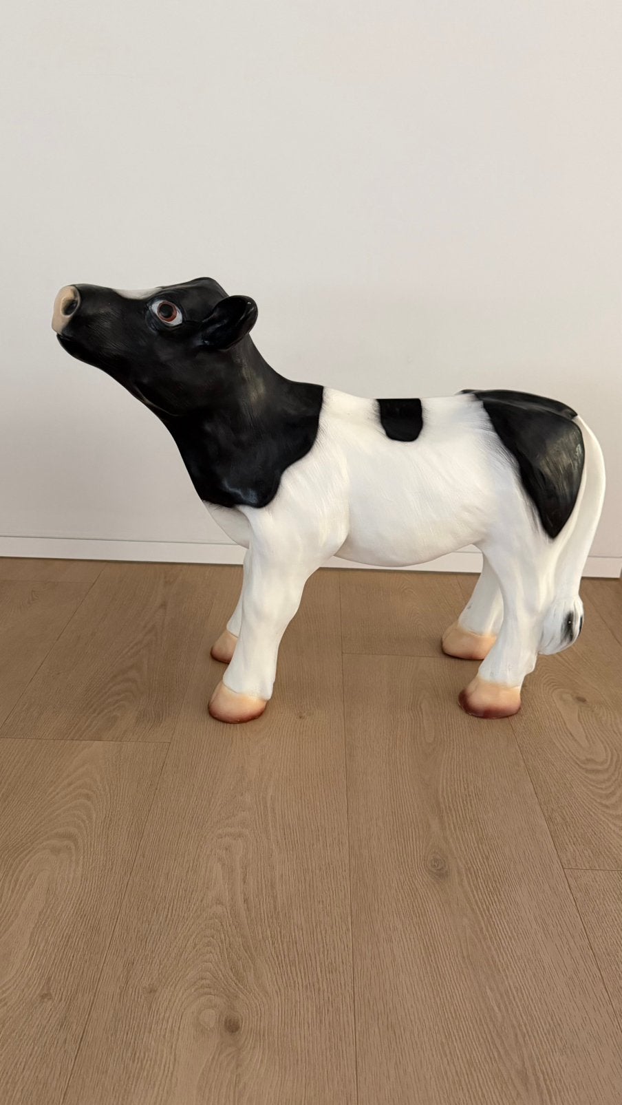 Tuinbeeld koe kalfje nieuwstaat, Ophalen, Nieuw, Kunststof, Dierenbeeld