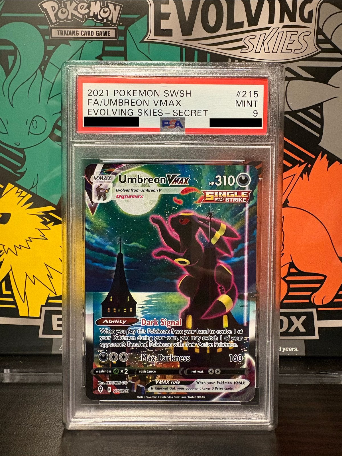 Umbreon Vmax 215 Evolving Skies Moonbreon, Hobby en Vrije tijd, Verzamelkaartspellen | Pokémon, Ophalen of Verzenden, Zo goed als nieuw