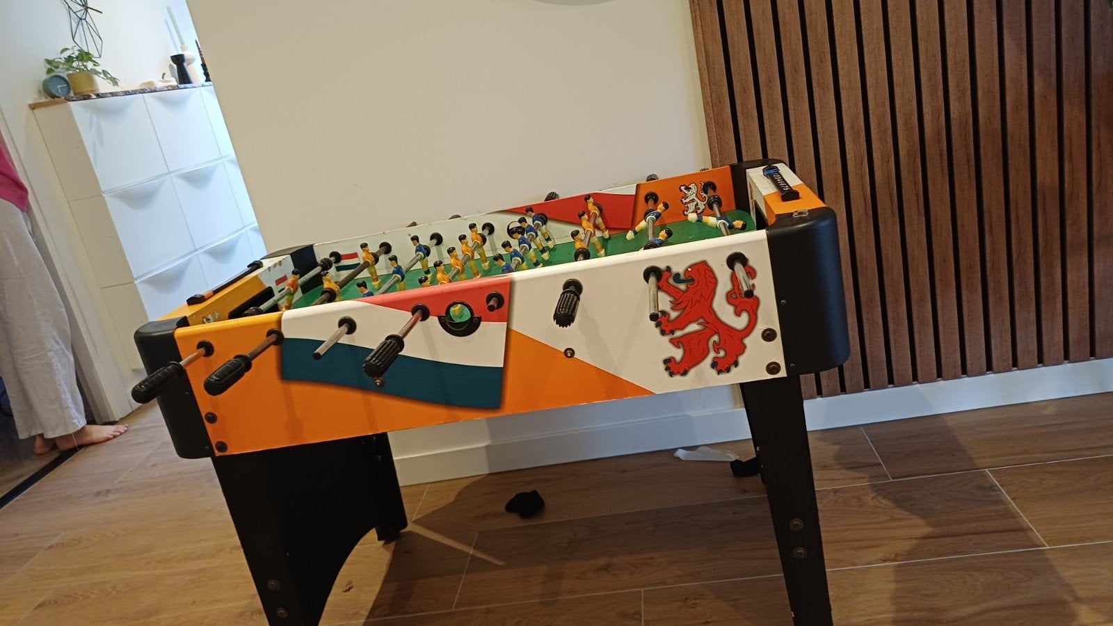 Voetbaltafel met 2 balletjes - Oranje/Wit, Ophalen