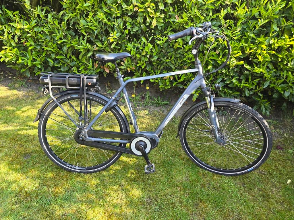 Amslod Hilston LX Heren E-bike 56 cm - Grijsblauw, Gebruikt, 50 km per accu of meer, 55 tot 59 cm, Ophalen