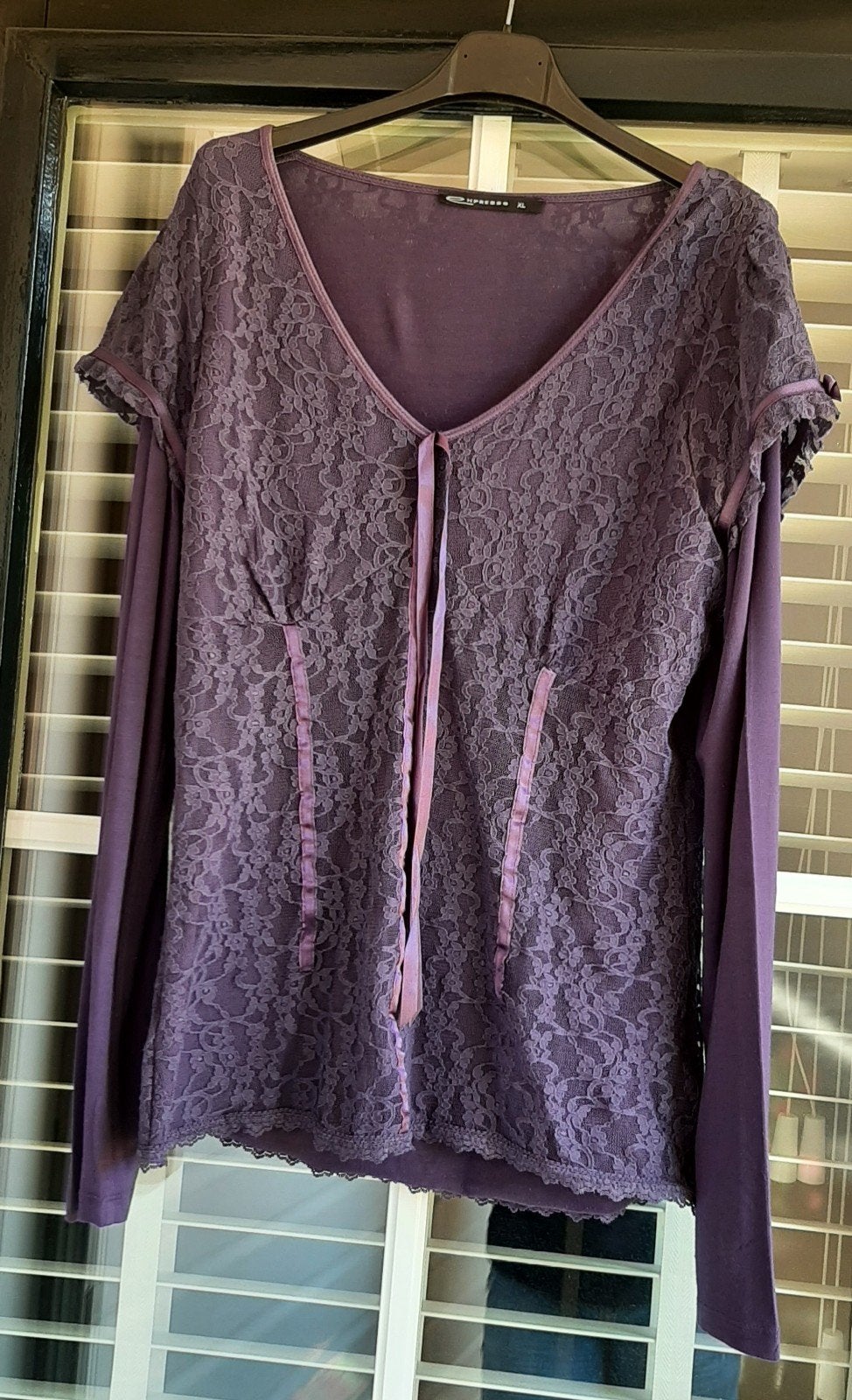 Expresso top/shirt, leuke details, paars. Mt. L. Als nieuw., Kleding | Dames, Expresso, Paars, Maat 42/44 (L), Ophalen of Verzenden