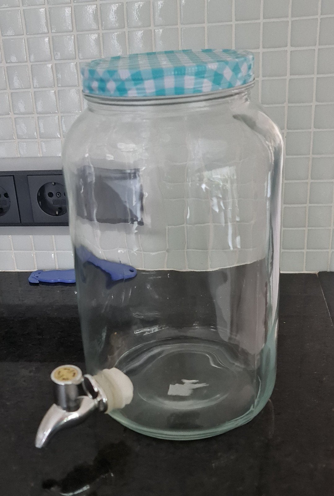 Glazen Limonadetap met kraantje, Met deksel, Pot, Bus of Blik, Ophalen of Verzenden, Glas