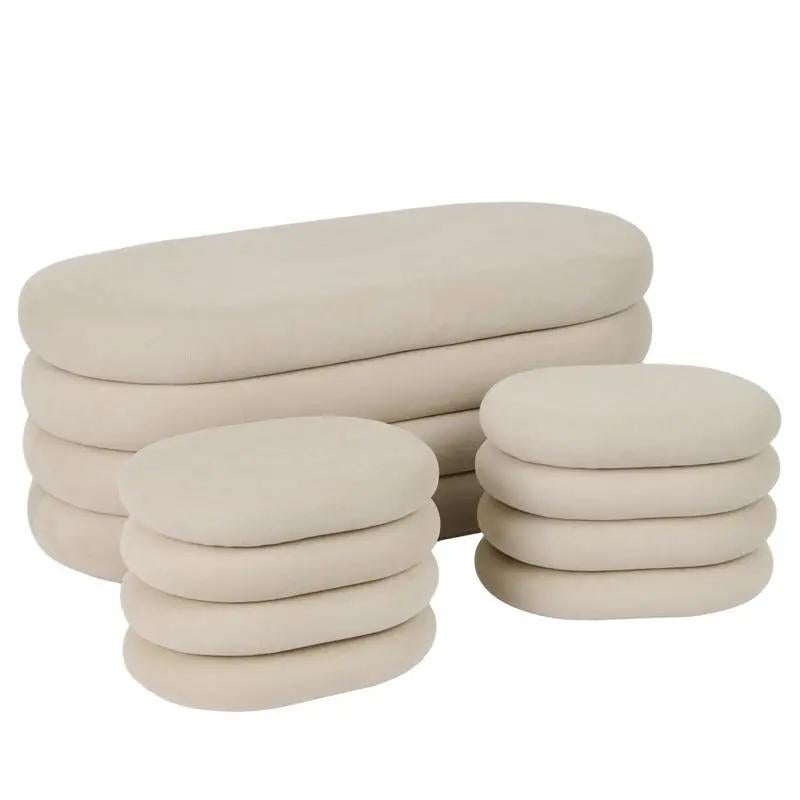 GEZOCHT: Chenille opbergbankje + 2 poefen, Huis en Inrichting, Overige materialen, Minder dan 50 cm, 100 tot 150 cm, Nieuw