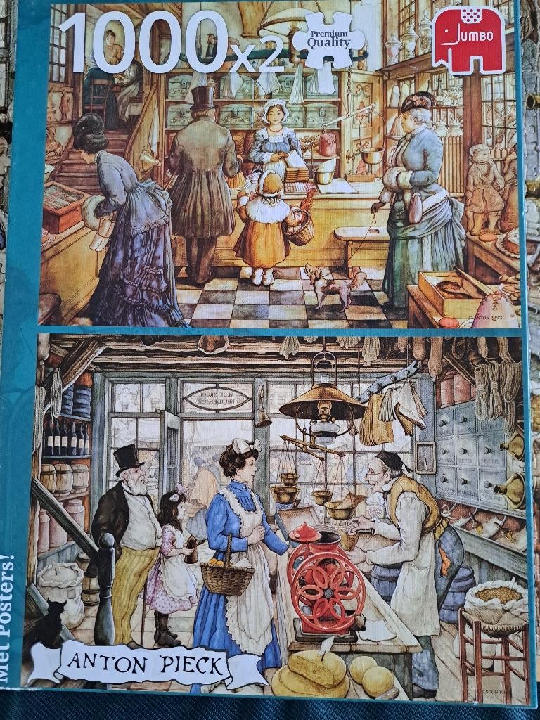 2 x puzzel van Anton Pieck, Hobby en Vrije tijd, Denksport en Puzzels, Ophalen of Verzenden, 500 t/m 1500 stukjes, Zo goed als nieuw