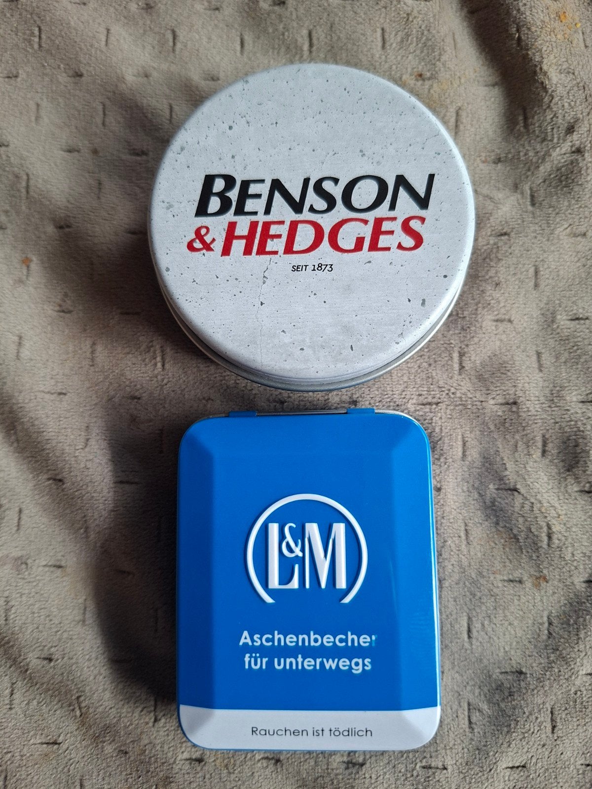 2 blikjes reis asbakken L&M en Benson&Hedges, Verzamelen, Ophalen of Verzenden, Nieuw, Asbak