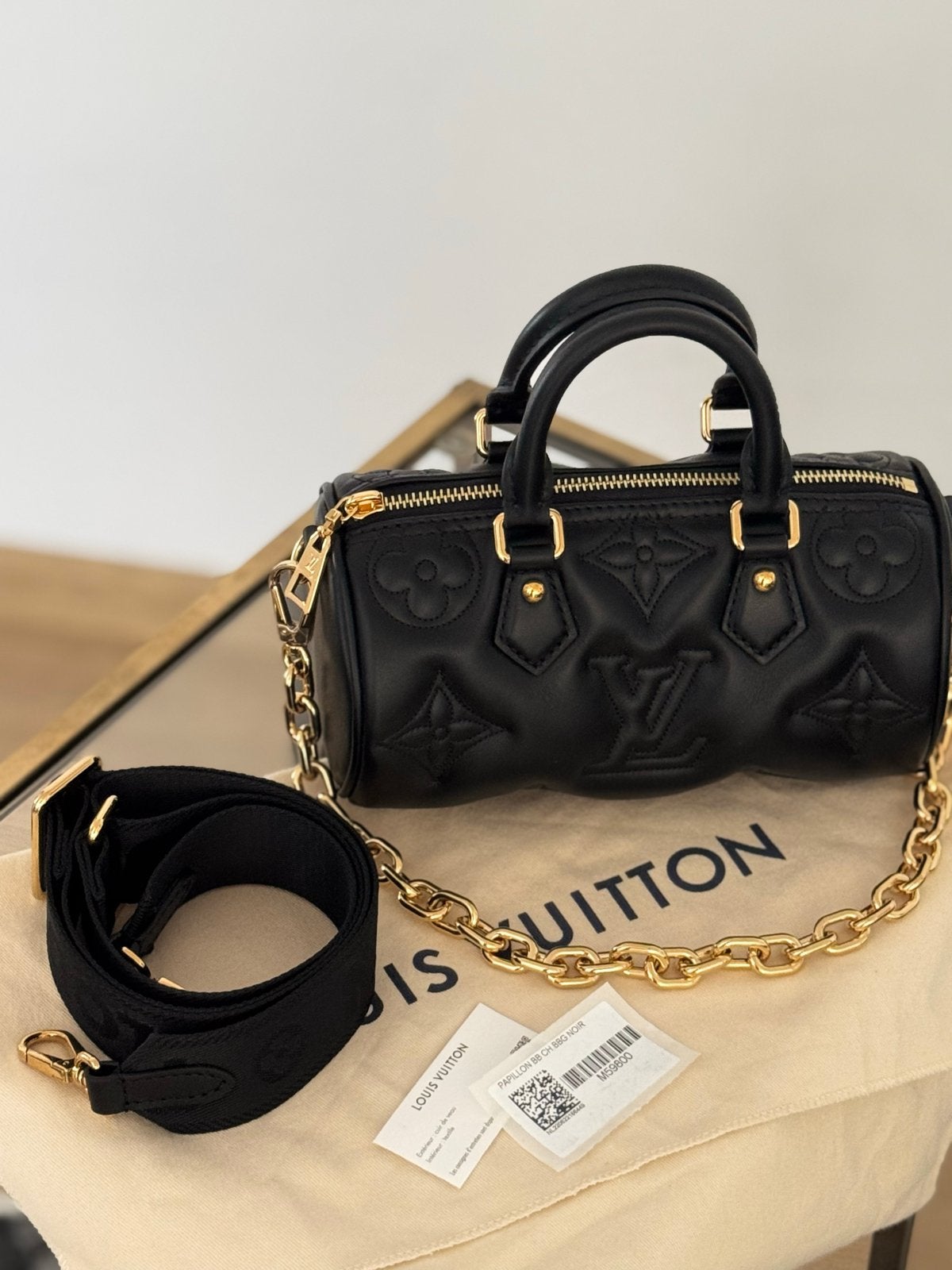 Louis Vuitton Papillon Bb Bubblegram, Ophalen of Verzenden, Nieuw, Zwart, Handtas