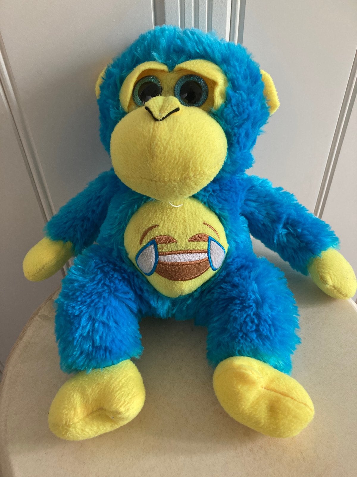 Aap knuffel smiley blauw geel, Ophalen, Zo goed als nieuw, Overige typen