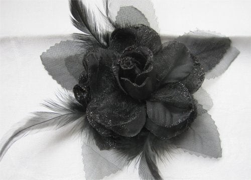 Brocante, grote zwarte bloemencorsage, Ophalen of Verzenden