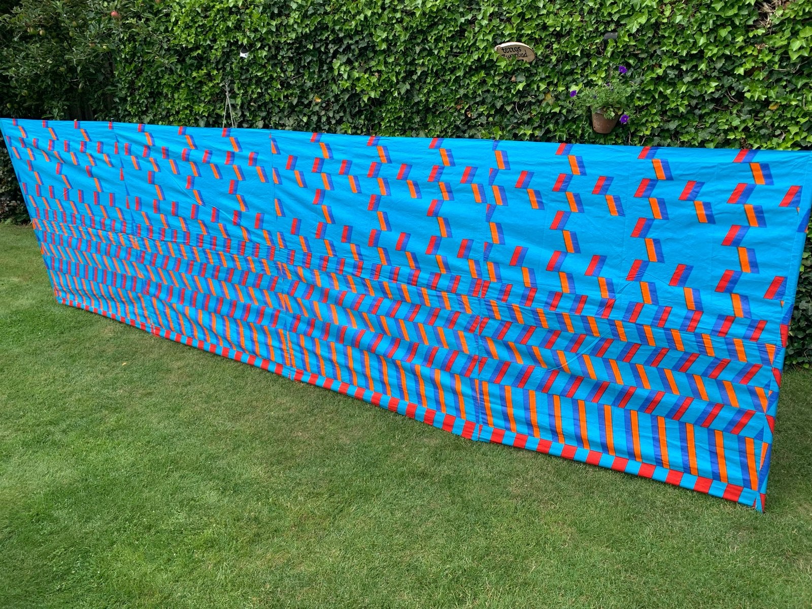 Retro windscherm 480x140 cm - Blauw, Oranje, Rood, Ophalen of Verzenden, Zo goed als nieuw