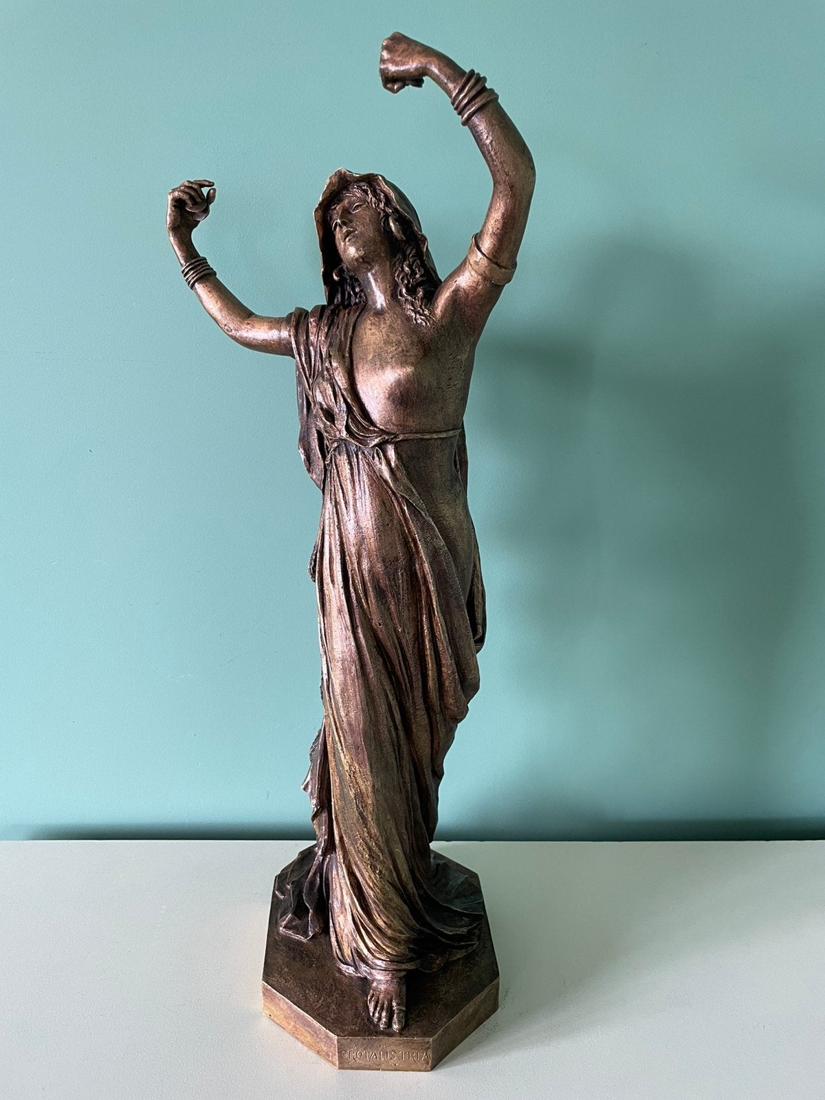 Bronzen Beeld “Crotalistria” - Fonderia Nelli Roma (ca.1883), Ophalen, Brons