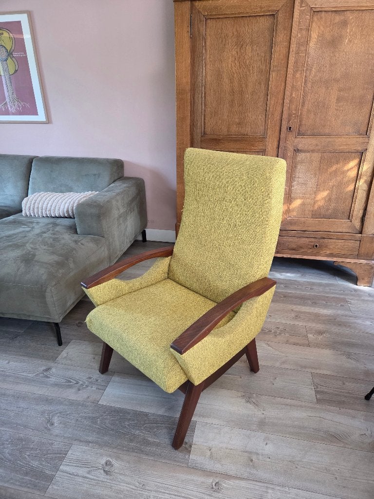 Vintage fauteuil - Mid-Century modern/Deense stijl-jaren '60, Hout, Gebruikt, Minder dan 75 cm, Vintage