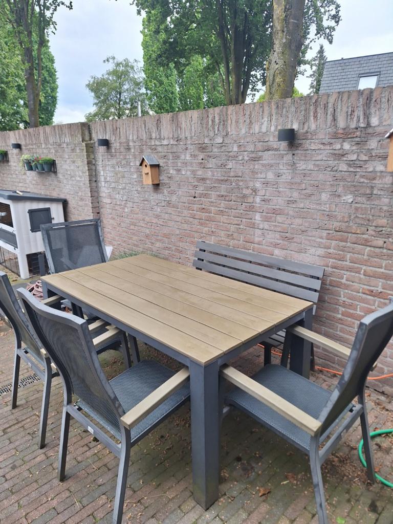 Tuinset Bois Le Duc 6 persoons, Tuin en Terras, Tuinsets en Loungesets, Ophalen, Gebruikt, 6 zitplaatsen, Aluminium