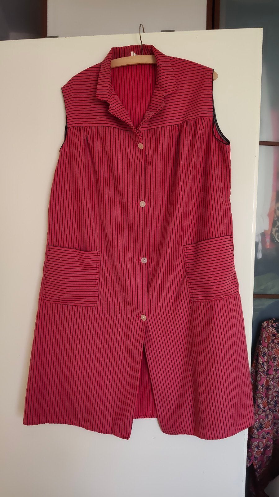 Vintage rood gestreept schortjurk / overgooier, Maat 46/48 (XL) of groter, Nieuw, Ophalen of Verzenden, Softnyl