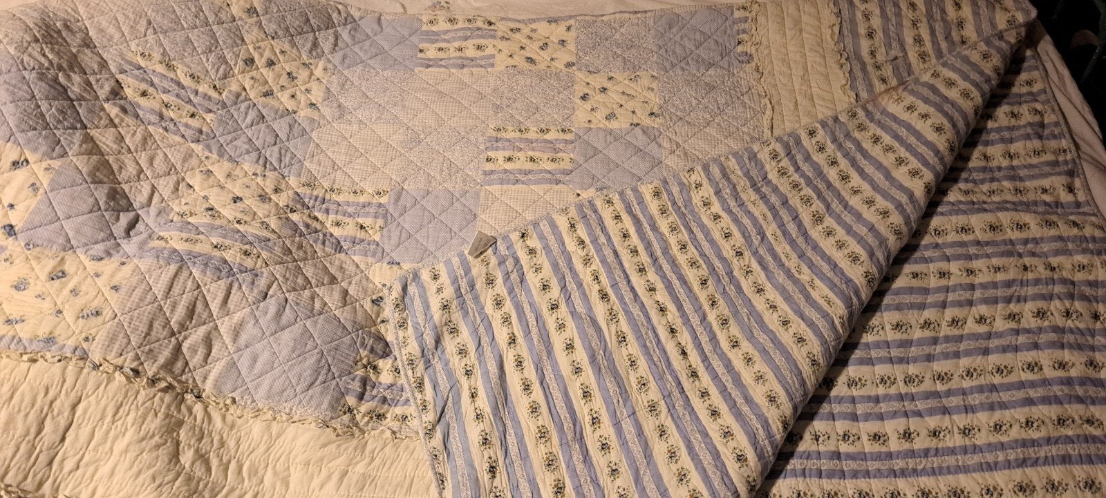 Grote Grand Foulard🔹️ Sprei Katoen🔹Bloem Streep - 2 Vlek., Gebruikt, Onbekend, Ophalen of Verzenden, Deken of Dekbed