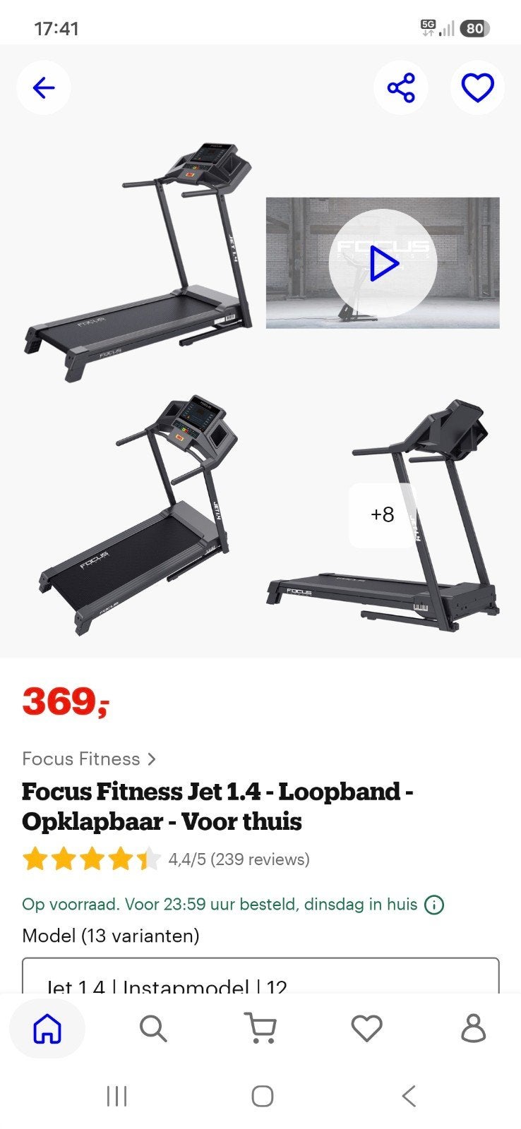 Loopband jet 1.4, Ophalen
