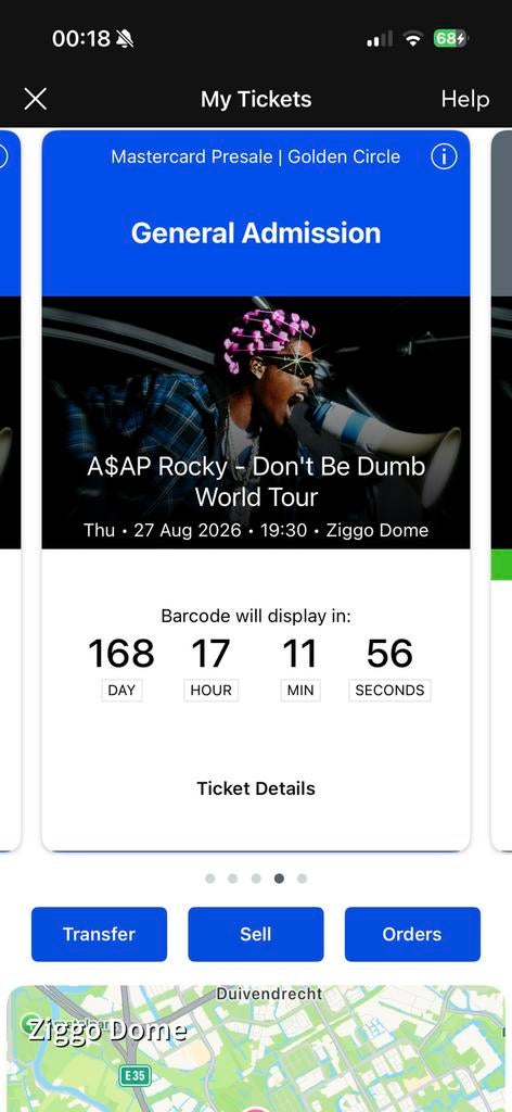 Ticket Asap Rocky Golden Circle Ziggo Dome, Tickets en Kaartjes, Eén persoon