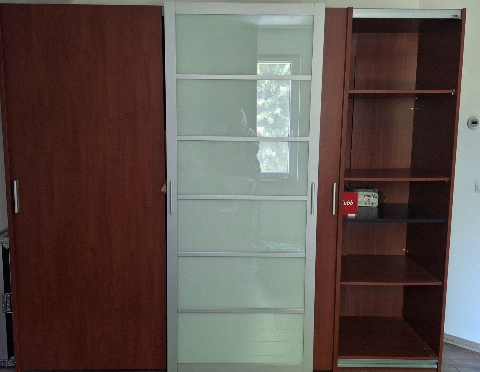Ruime kersenhout kast met schuifdeuren - 250x210x60/66 cm, Ophalen, 200 cm of meer, 200 cm of meer, Kersenhout