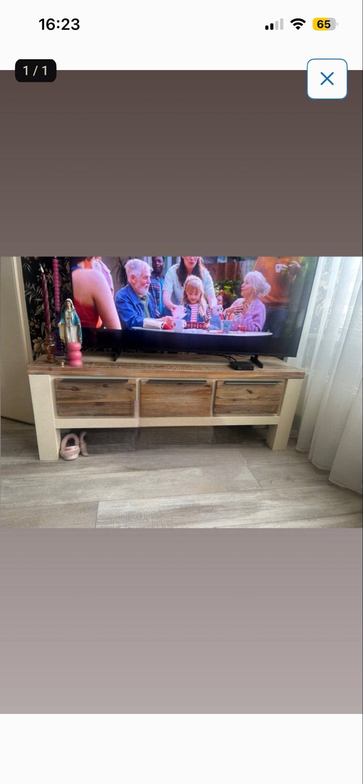 TV-meubel met lades - Hout en Crème pronto, Gebruikt, 100 tot 150 cm, Ophalen of Verzenden, Minder dan 100 cm
