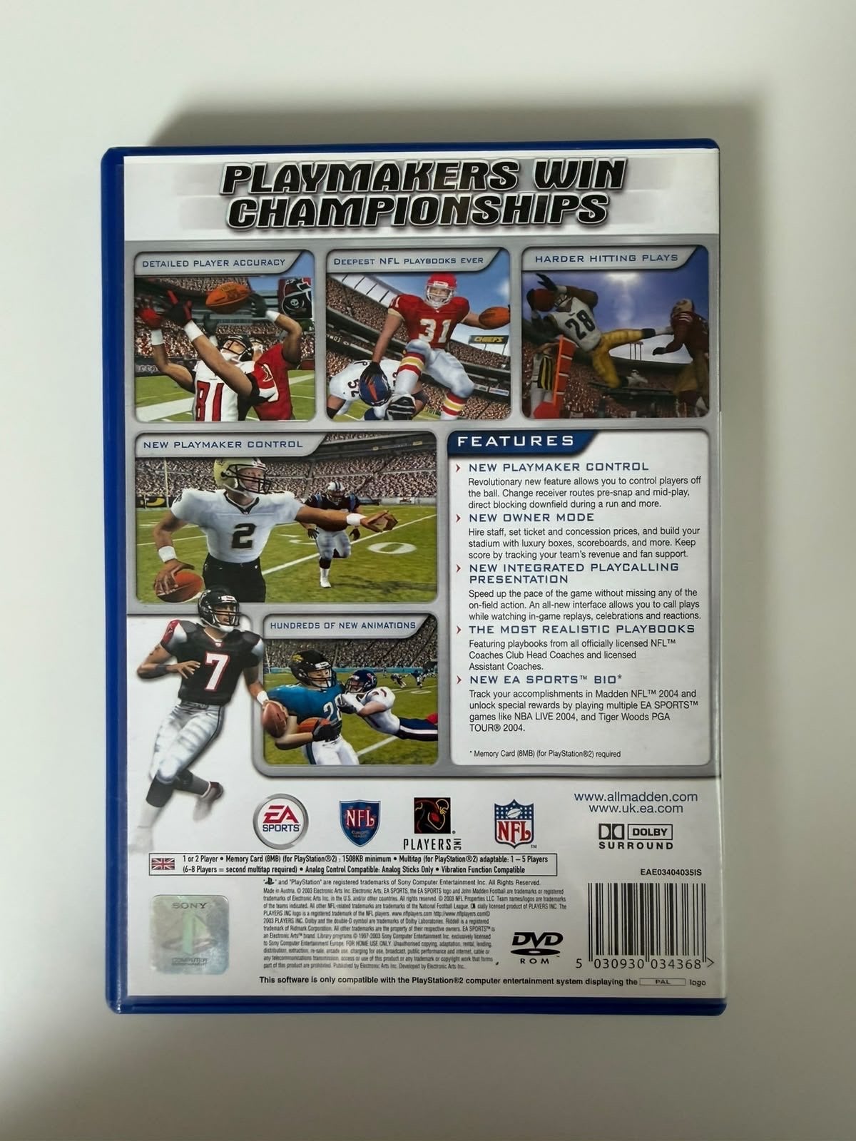 Madden NFL 2004 PS2 - Compleet & Krasvrij, 2 spelers, Eén computer, Ophalen of Verzenden, Zo goed als nieuw