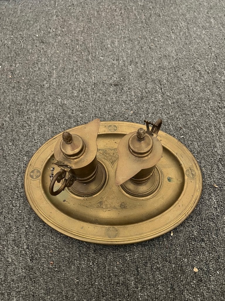Antieke Messing Olie Lamp, Antiek en Kunst, Ophalen