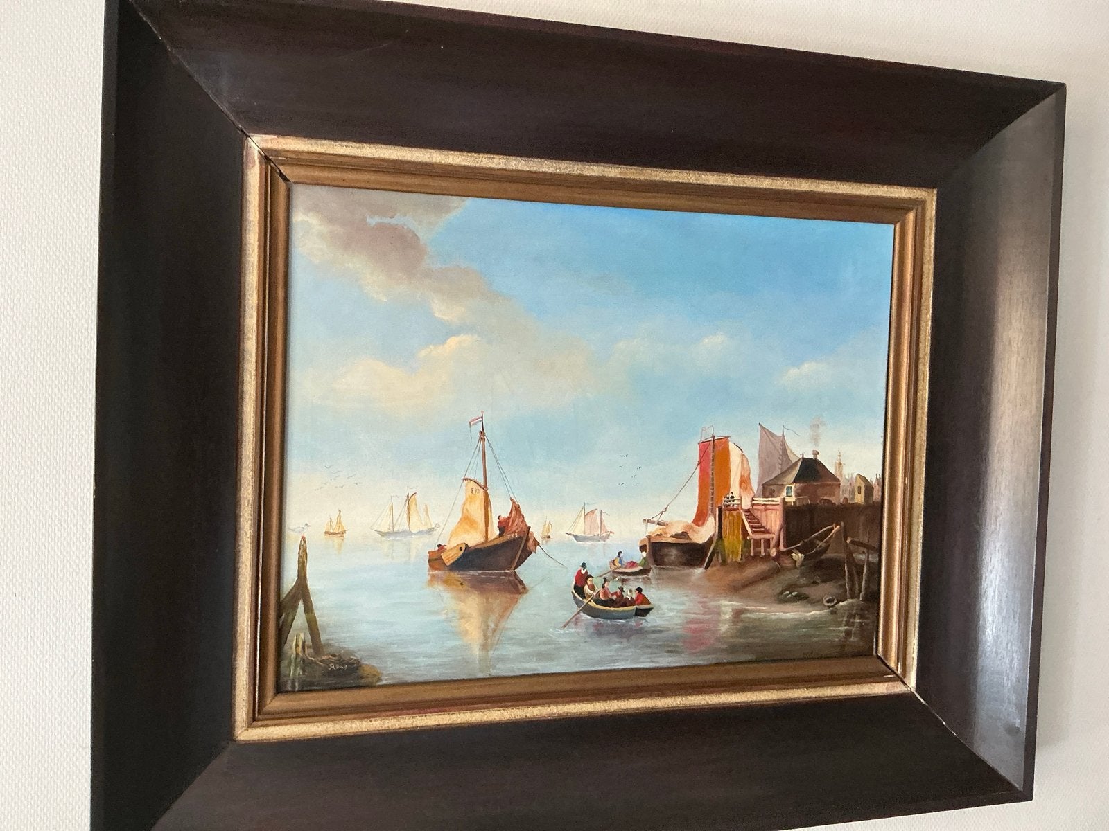 Schilderij van Houg uit Zeist - Maritiem tafereel, Antiek en Kunst, Maritiem / water, Doek, Realistisch, Ophalen of Verzenden