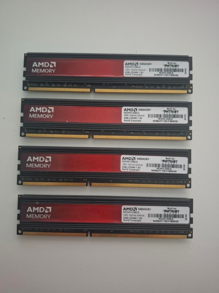DDR3 16GB 1333Mhz (4x4), Computers en Software, RAM geheugen, 1333mhz, DDR3, Ophalen of Verzenden, Zo goed als nieuw