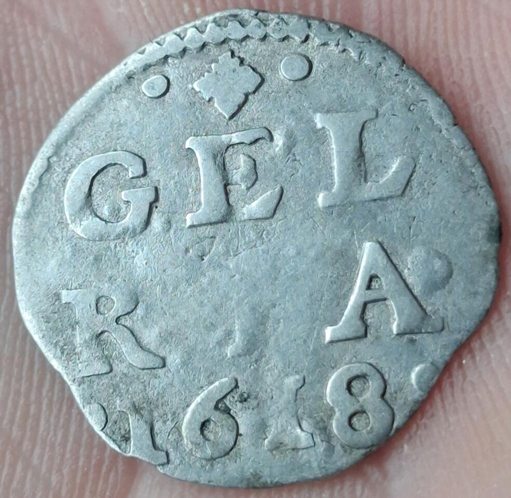 Bodemvondst - 2 stuiverstuk - 1618 - Gelderland - zilver, Postzegels en Munten, Munten | Nederland, Vóór koninkrijk, Zilver, Losse munt