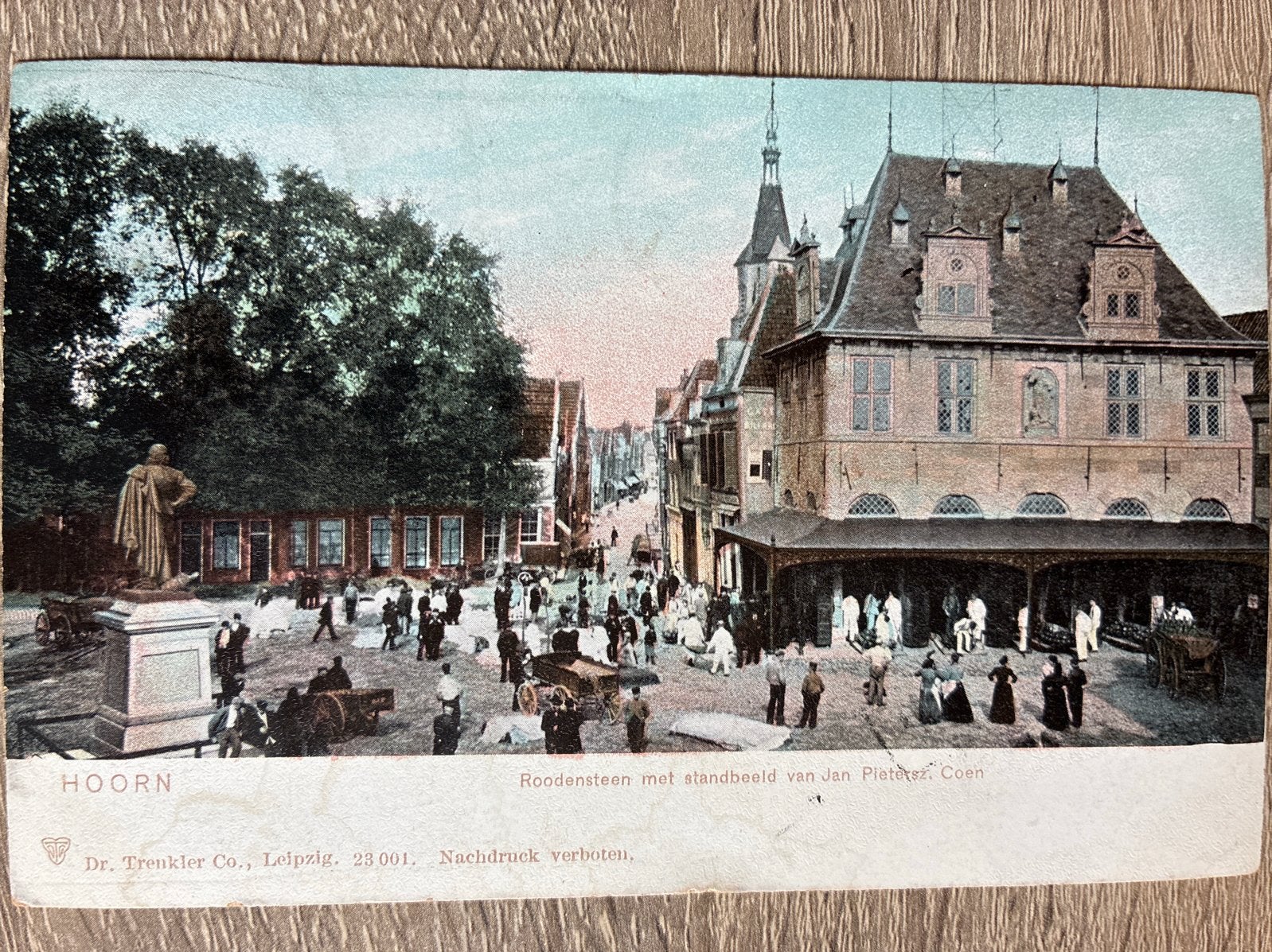 Oude Ansichtkaart Hoorn, Roode Steen standbeeld, Ophalen of Verzenden, Voor 1920, Gelopen, Noord-Holland