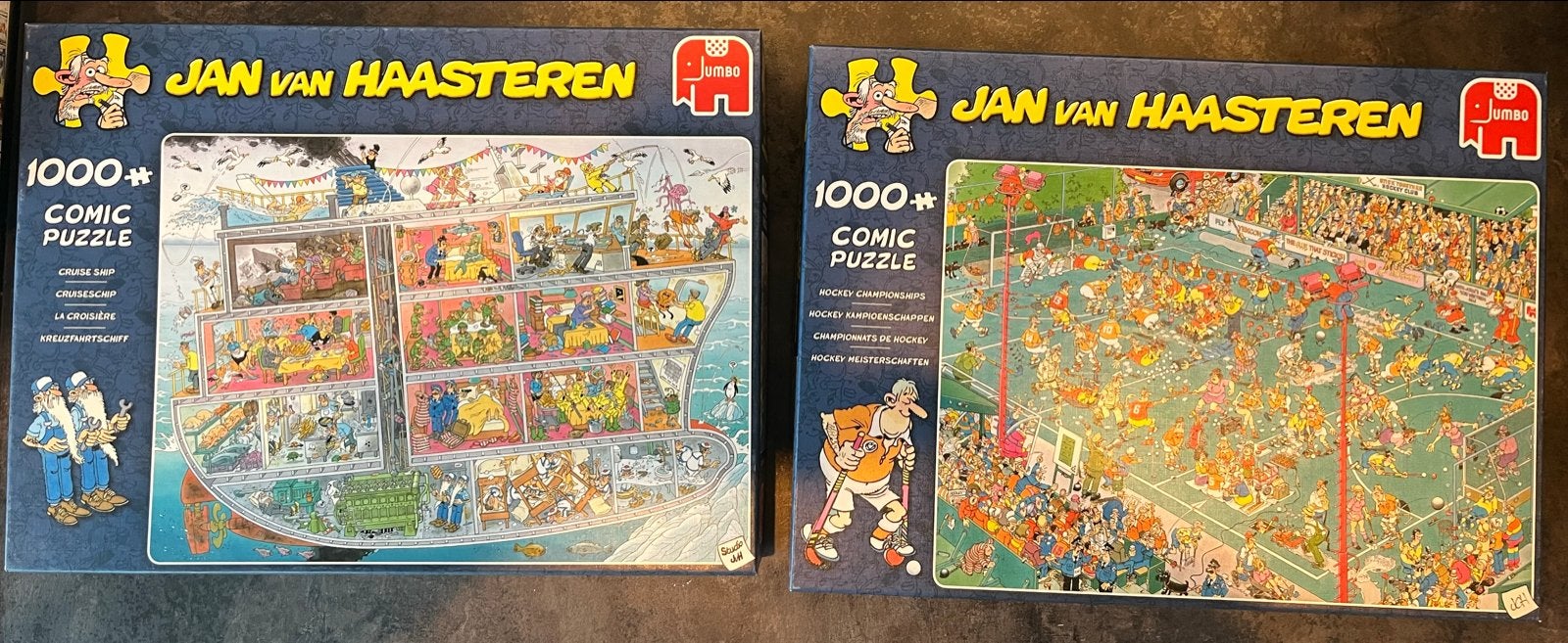 Jan van Haasteren Puzzels: Cruise Ship & Hockey Championship, Ophalen of Verzenden, 500 t/m 1500 stukjes, Zo goed als nieuw, Legpuzzel