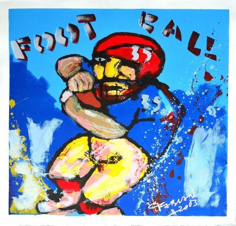 Fabian - zeefdruk Football - 80 x 80 cm, Antiek en Kunst, Gesigneerd, Ophalen of Verzenden, Personages en Fantasiefiguren, Zeefdruk