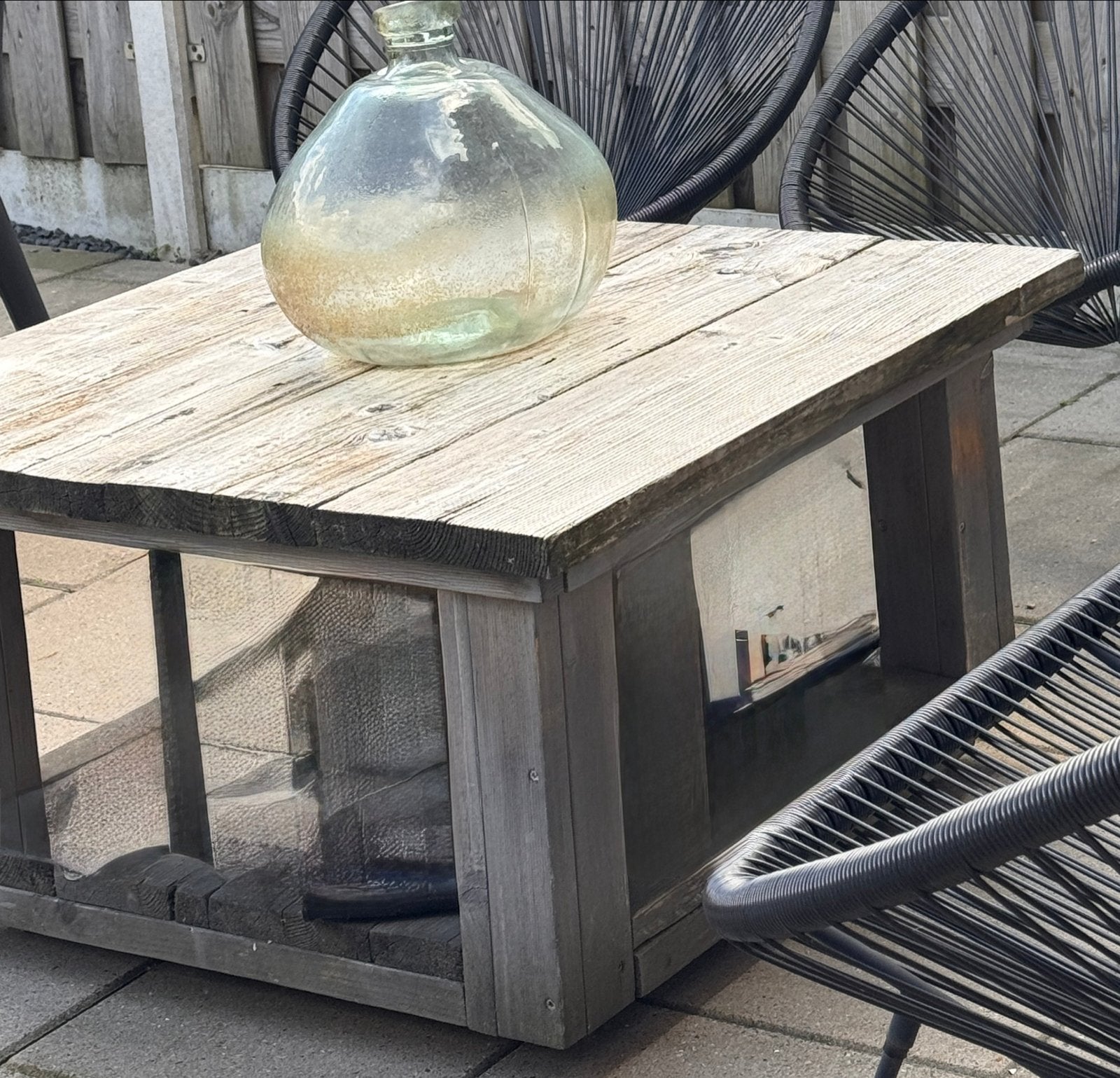 Houten (tuin)tafel, Ophalen, Gebruikt, Vierkant, 200 cm of meer