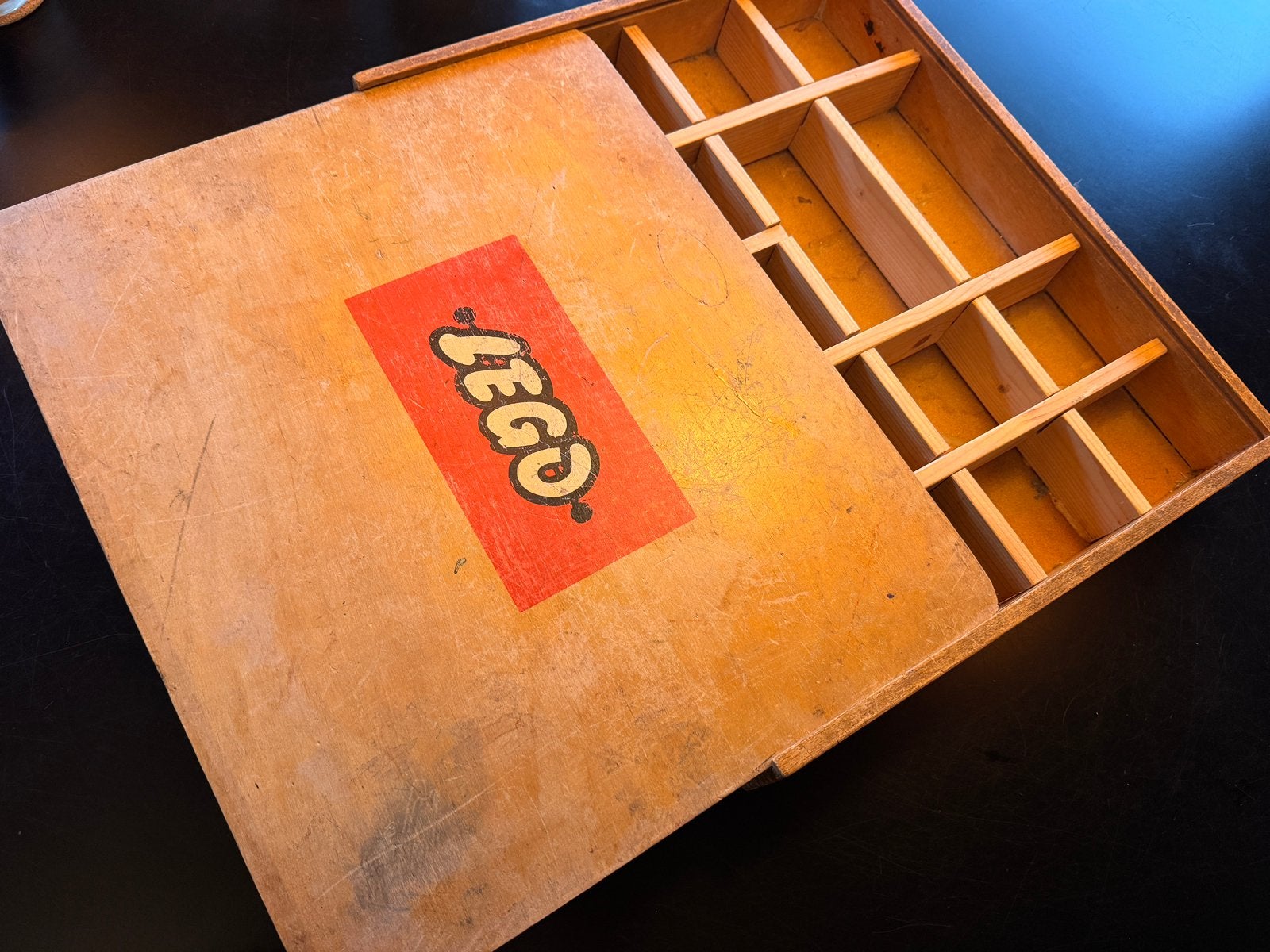 Antieke vintage houten Lego opberg bak, groot!, Gebruikt, Overige thema's, Lego, Overige typen