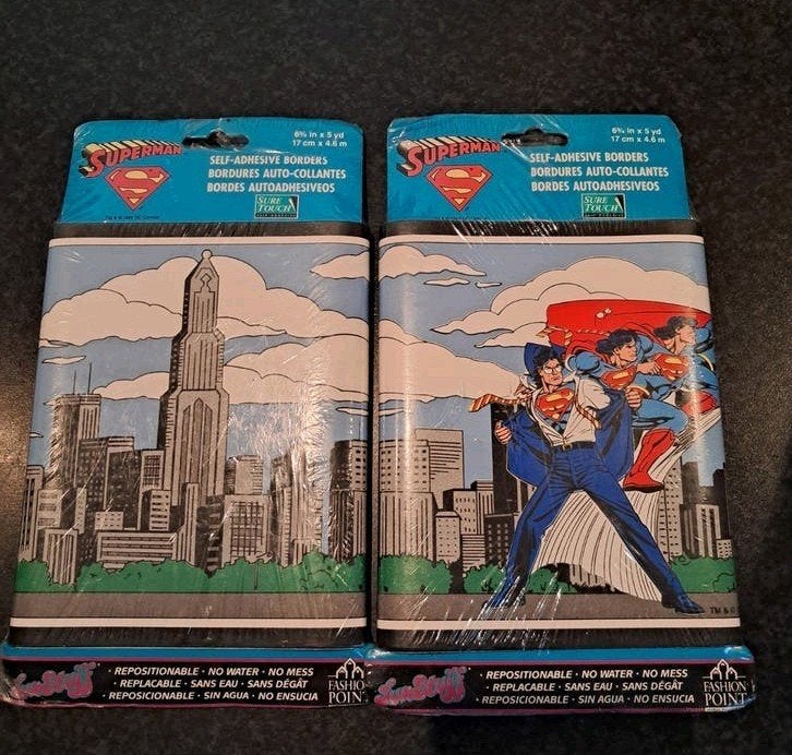 2 vintage Superman behangranden DC comics, Verzamelen, Ophalen of Verzenden, Superheld, Nieuw, Gebruiksvoorwerp