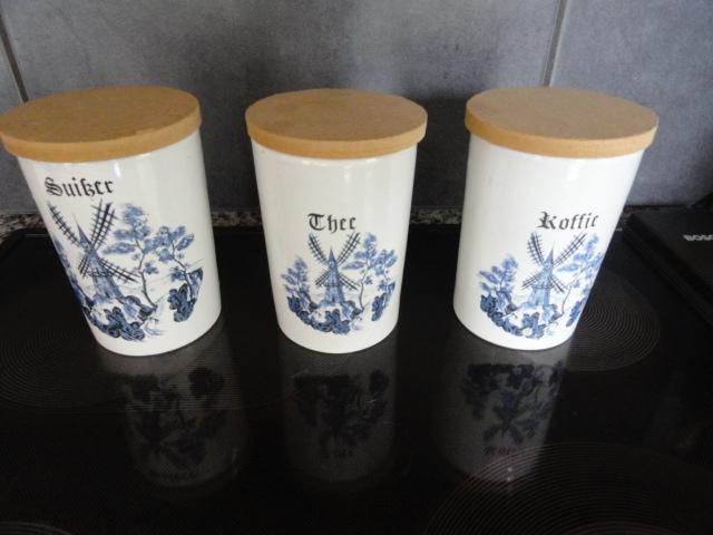 Koffie, thee en suiker opbergpot (aardewerk), Verzenden, Zo goed als nieuw