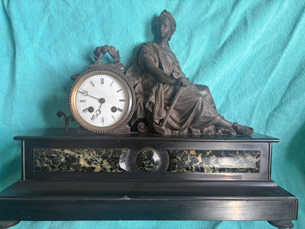 Franse bronzen pendule 1880 – zwaar, gaaf & zeldzaam, Ophalen