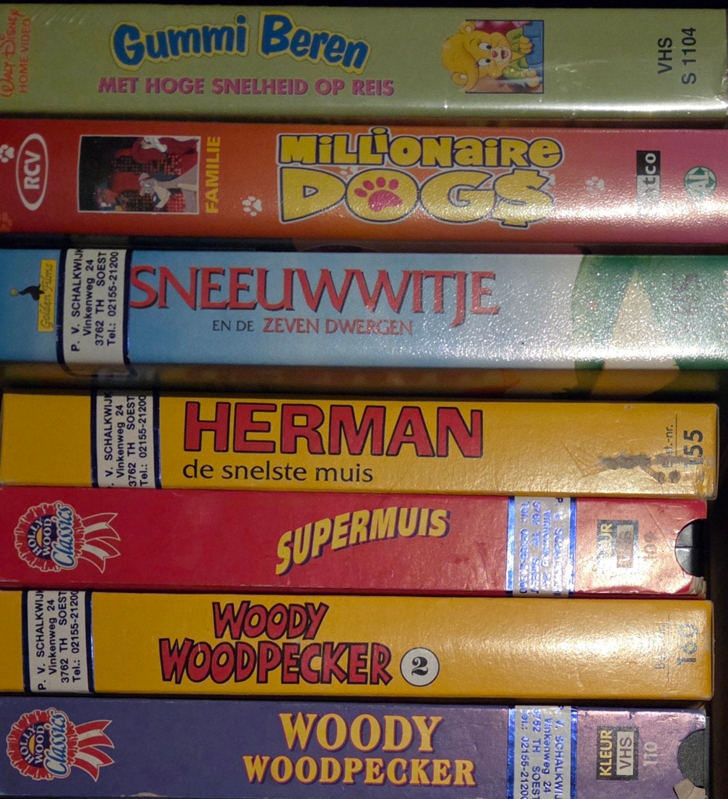 VHS-banden Gummi Beren, Sneeuwwitje, Woody Woodpecker € 7,50, Cd's en Dvd's, Gebruikt, Tekenfilm, Alle leeftijden, Nederlands ondertiteld