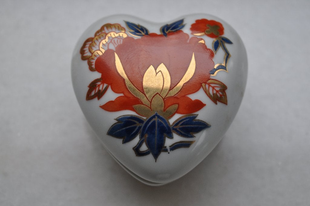 Vintage Doosje Dekseldoosje Hart Porselein 6 cm, Ophalen of Verzenden