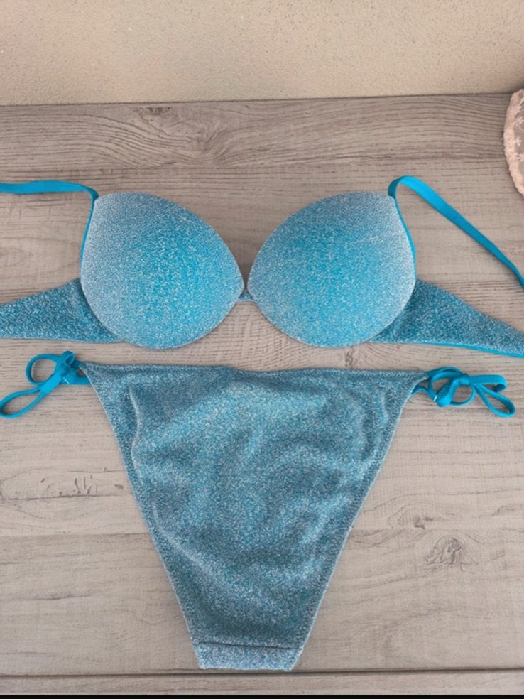 Calzedonia Bikini Blauw Glitters Push-up Maat M (38) B/C Cup, Kleding | Dames, Badmode en Zwemkleding, Ophalen of Verzenden, Nieuw