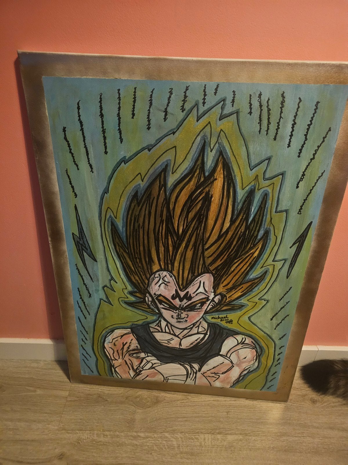 Dragon Ball Z Vegito Schilderij - Handgeschilderd, Overige stijlen, Doek, Ophalen of Verzenden, Overige onderwerpen