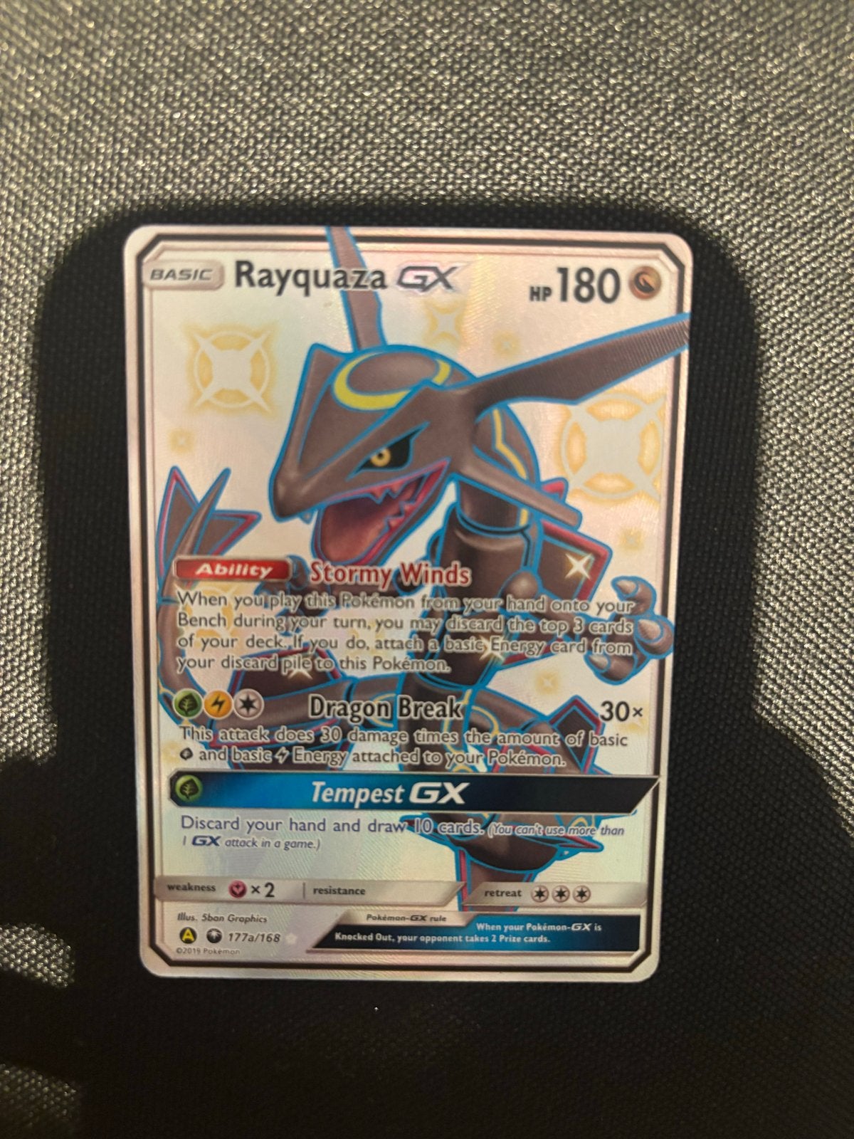 Rayquaza GX 177a/168 Full Art Shiny Pokémon Kaart, Ophalen of Verzenden, Zo goed als nieuw, Losse kaart, Foil