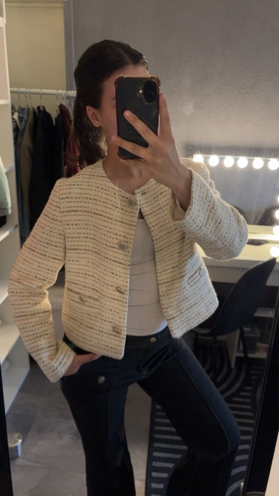 Zara cropt blazer Maat M, Ophalen of Verzenden, Zo goed als nieuw, Maat 38/40 (M), Beige