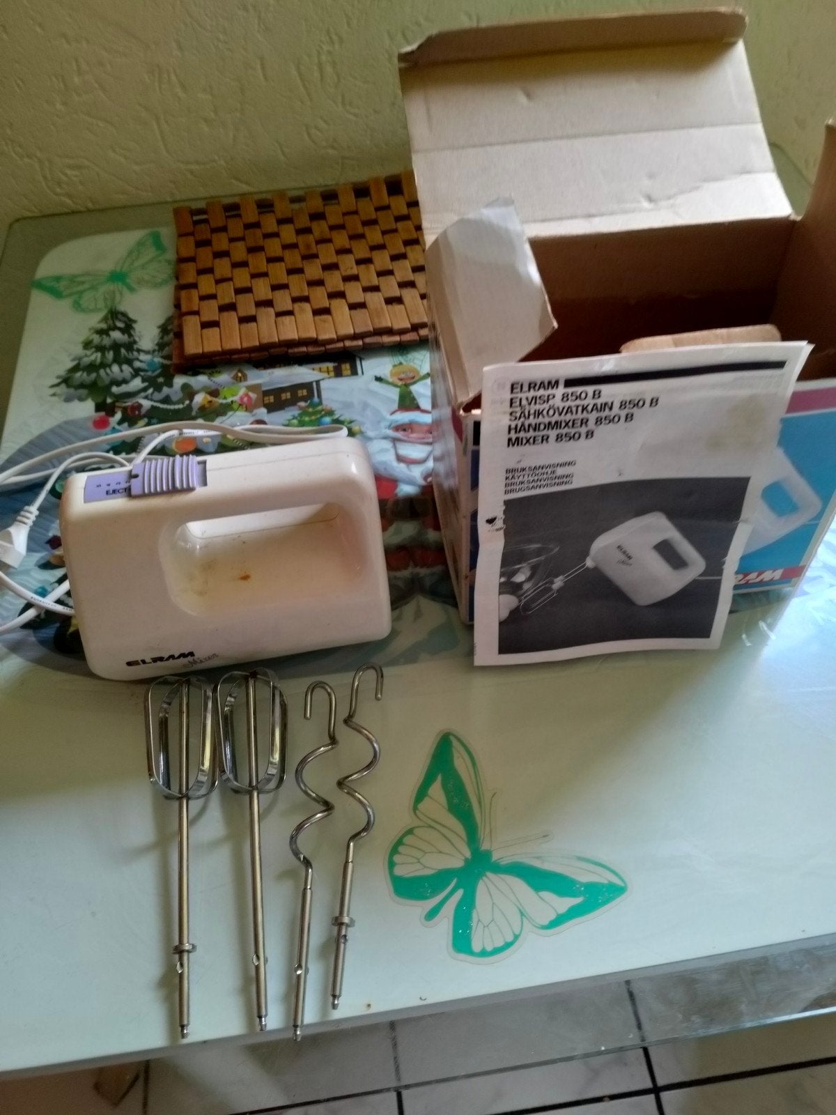 Elram Mixer 850 B Handmixer met kloppers en deeghaken, Ophalen of Verzenden, Gebruikt, 3 snelheden of meer