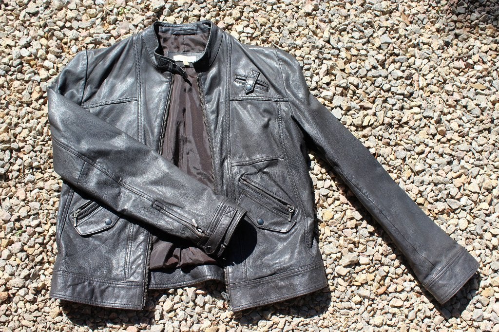 Brocante - Stoere leren damesjas!, Ophalen, Zo goed als nieuw, Maat 38/40 (M), Grijs