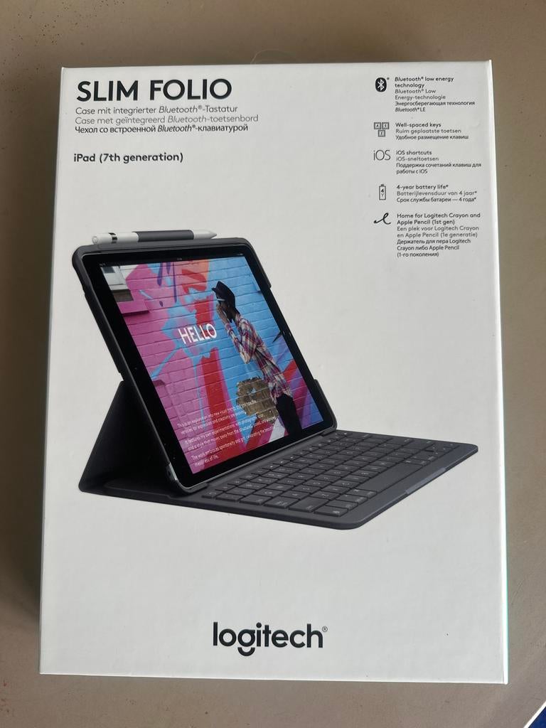 Logitech Slim Folio Hoes met Bluetooth Toetsenbord voor iPad, Computers en Software, Tablet-hoezen, Nieuw, Bescherming voor- en achterkant