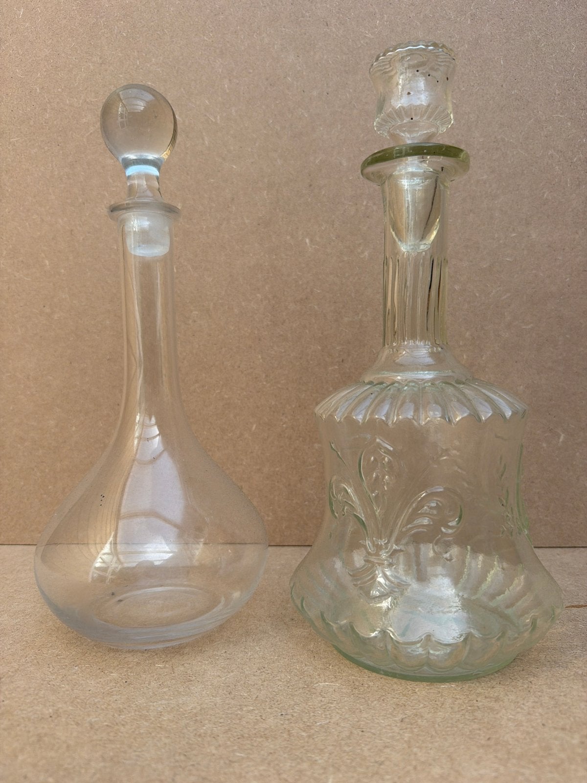 Antieke glazen karaffen uit Italië - Set van 2, Antiek en Kunst, Antiek | Glas en Kristal, Ophalen of Verzenden