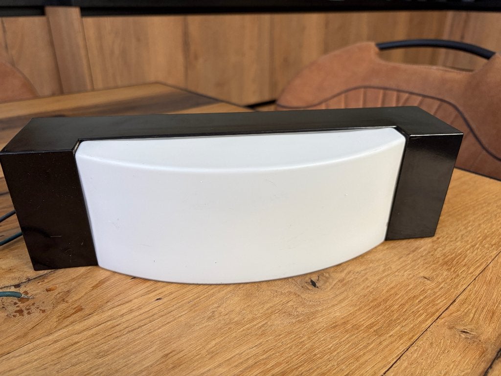 Raak Mid-Century opal Lichtboog wall lamp 1968, Gebruikt, Zwart, Ophalen of Verzenden, Glas
