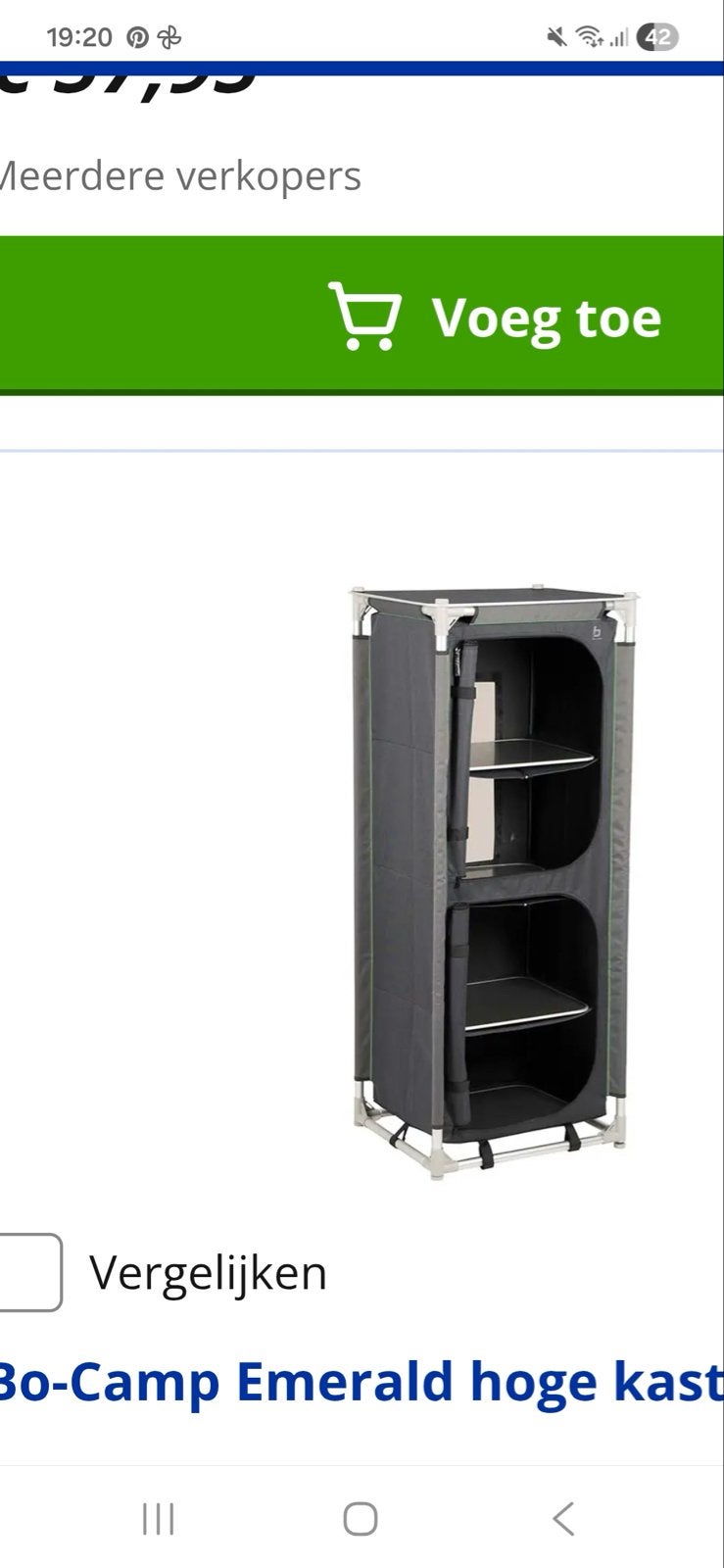 Bo-Camp Emerald hoge kast - Opvouwbare campingkast, Caravans en Kamperen, Kampeeraccessoires, Zo goed als nieuw, Ophalen